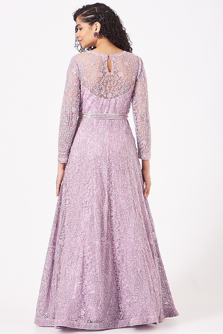 Mauve Embroidered Wedding Anarkali Set by Kylee at Pernia's Pop Up Shop