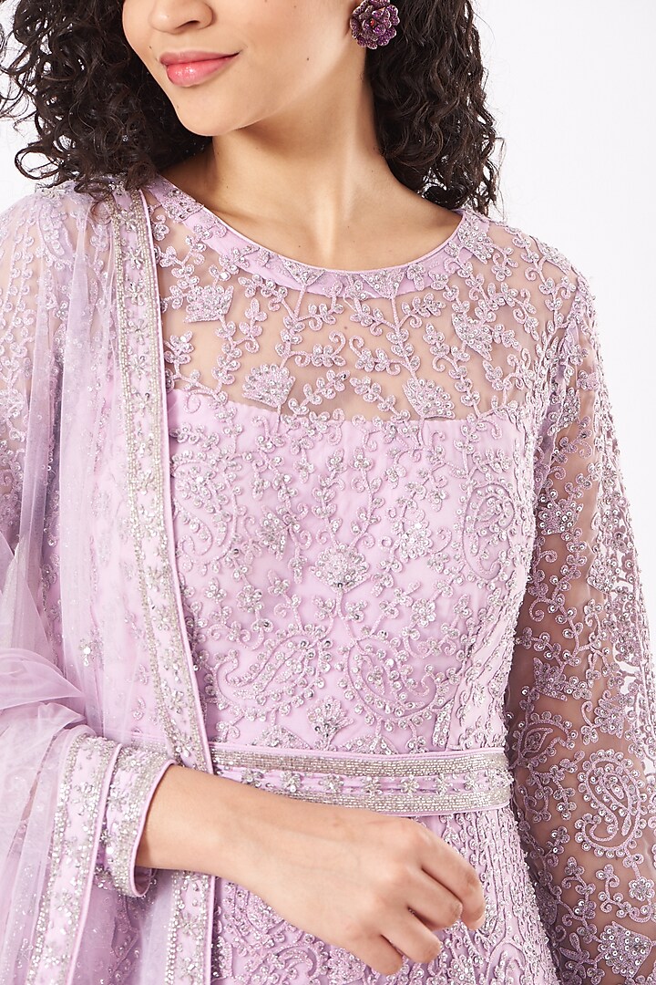 Mauve Embroidered Wedding Anarkali Set by Kylee at Pernia's Pop Up Shop
