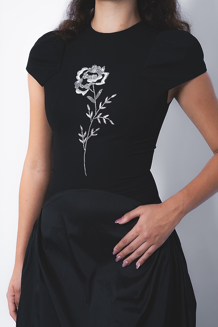 Black Viscose & Polyester Structured Maxi Vacation Dress by LEH STUDIOS at Pernia's Pop Up Shop