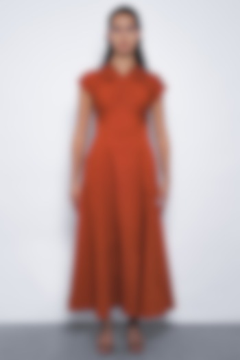Tangerine Cotton Flared Maxi Vacation Dress by Leh at Pernia's Pop Up Shop
