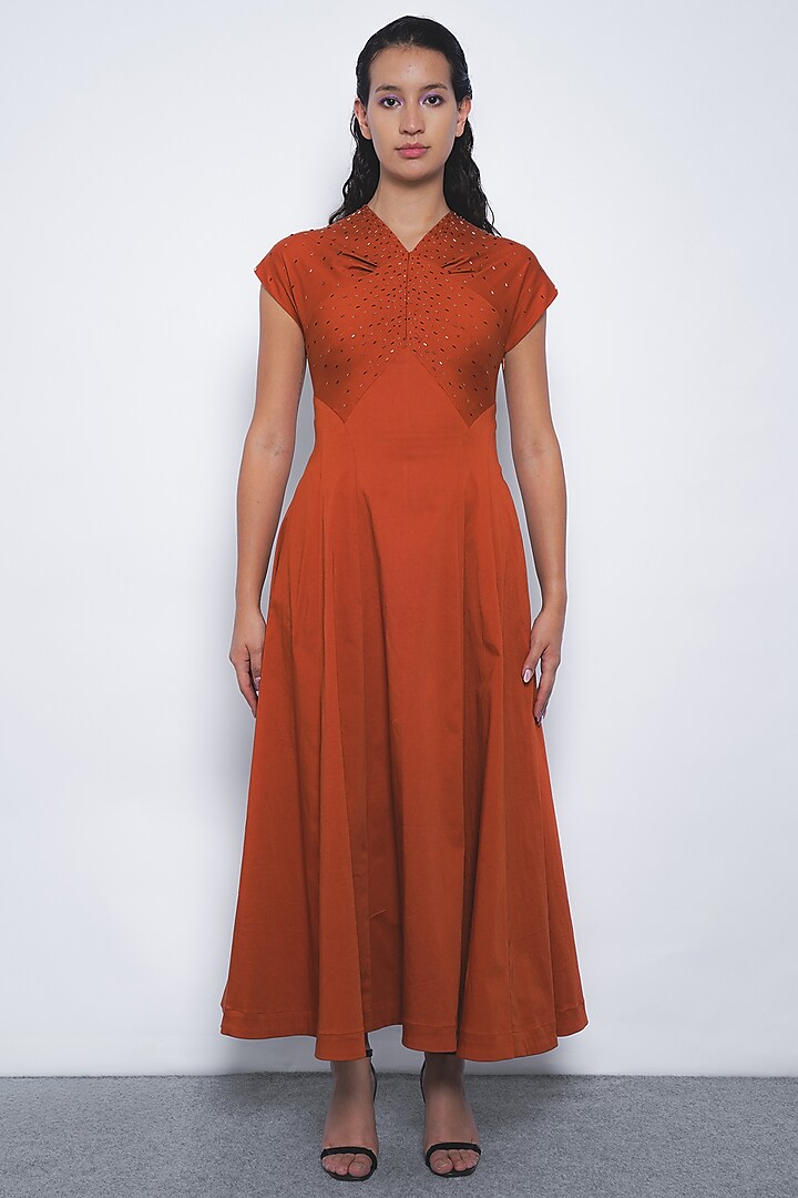 Tangerine Cotton Flared Maxi Vacation Dress by Leh at Pernia's Pop Up Shop