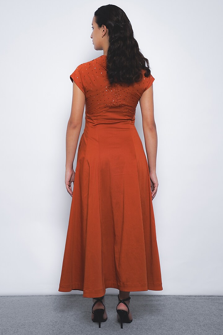 Tangerine Cotton Flared Maxi Vacation Dress by LEH STUDIOS at Pernia's Pop Up Shop