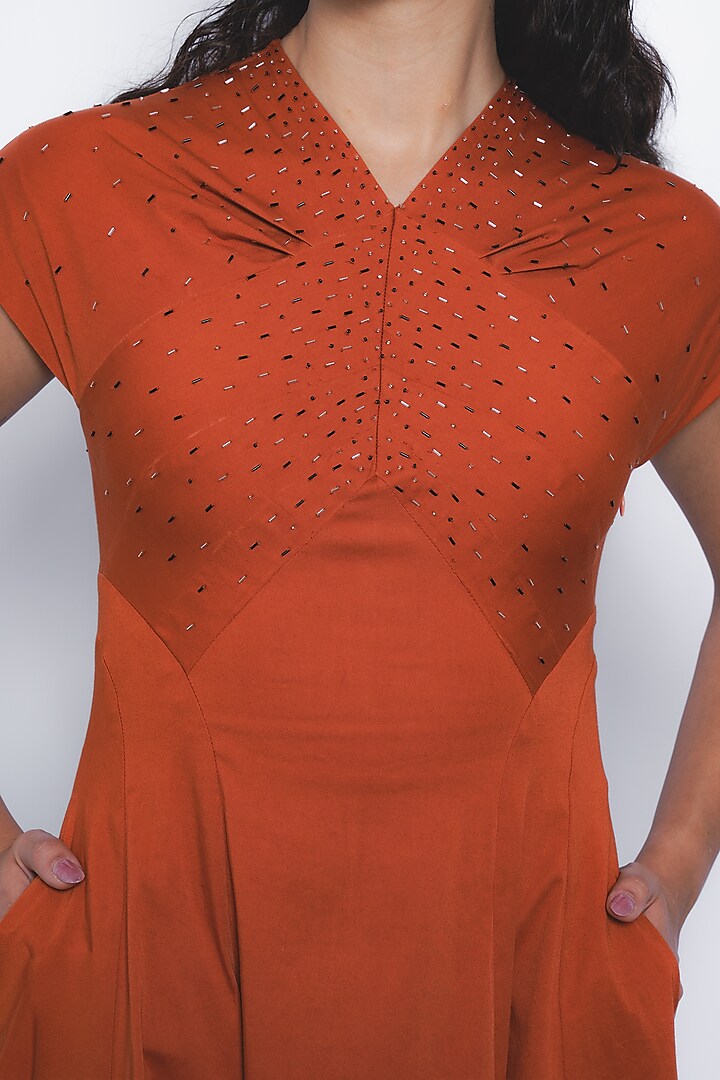 Tangerine Cotton Flared Maxi Vacation Dress by LEH STUDIOS at Pernia's Pop Up Shop