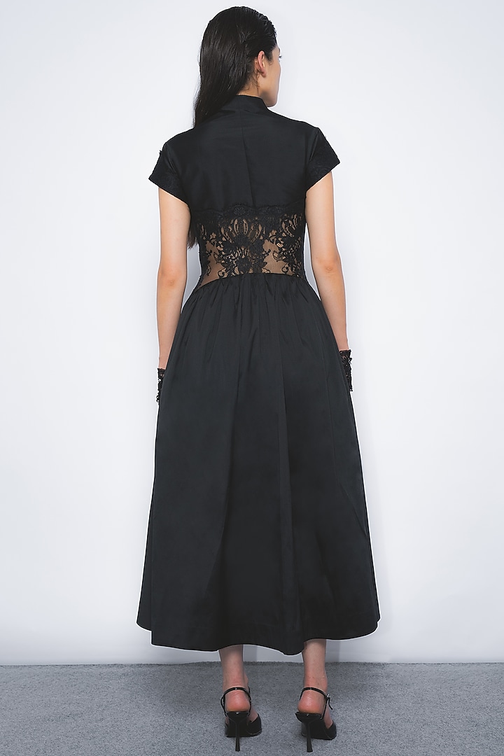 Black Cotton Opera Midi Vacation Dress by LEH STUDIOS at Pernia's Pop Up Shop