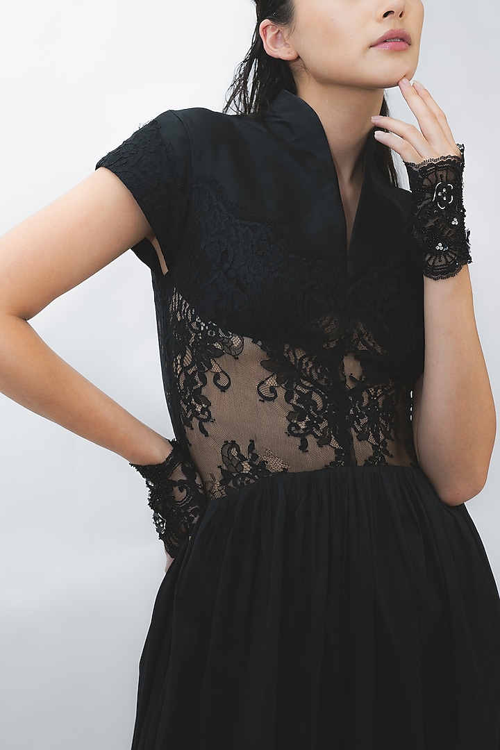 Black Cotton Opera Midi Vacation Dress by LEH STUDIOS at Pernia's Pop Up Shop