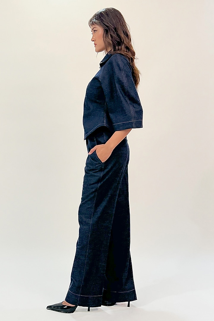 Blue Denim Zipper Top by LEH STUDIOS at Pernia's Pop Up Shop