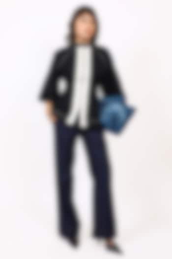 Black & Off White Cotton Top by LEH STUDIOS at Pernia's Pop Up Shop