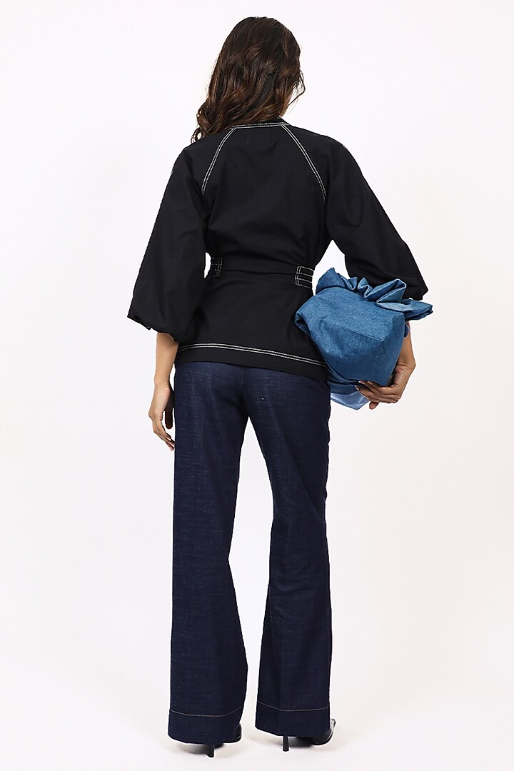 Black & Off White Cotton Top by LEH STUDIOS at Pernia's Pop Up Shop