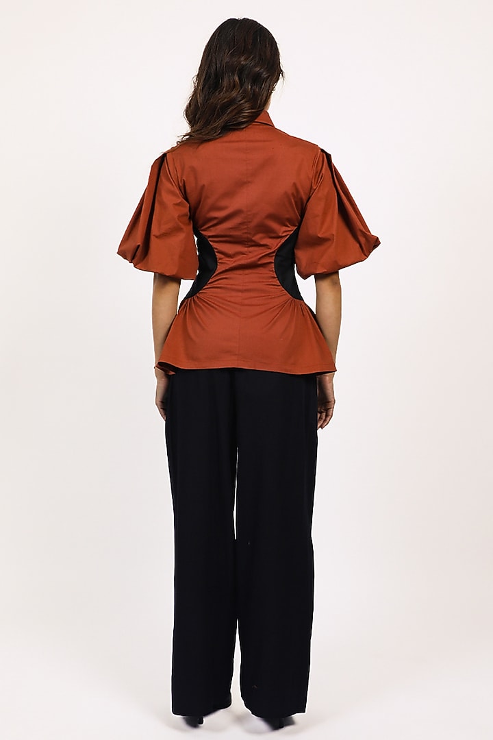 Brown & Black Cotton Top by LEH STUDIOS at Pernia's Pop Up Shop