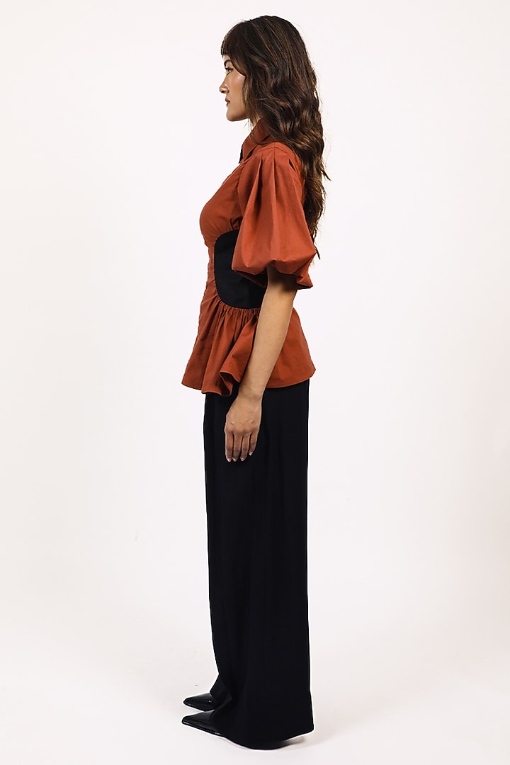 Brown & Black Cotton Top by LEH STUDIOS at Pernia's Pop Up Shop