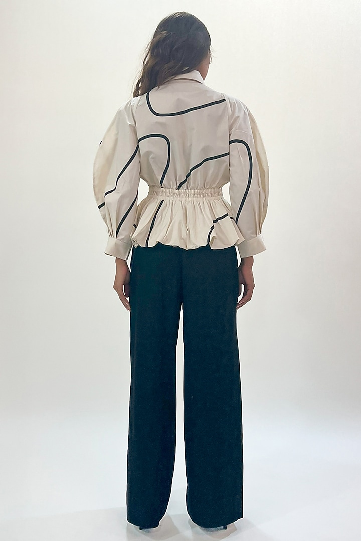 Off White & Black Cotton BubbleTop by LEH STUDIOS at Pernia's Pop Up Shop