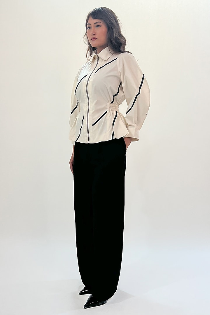 Off White & Black Cotton BubbleTop by LEH STUDIOS at Pernia's Pop Up Shop