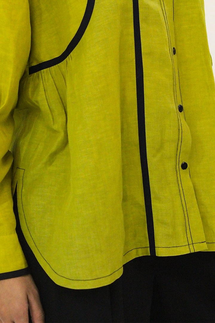 Green Linen Shirt by LEH STUDIOS at Pernia's Pop Up Shop