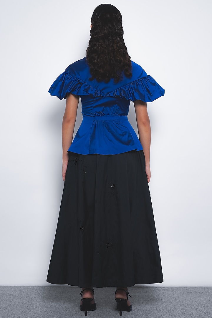 Lapis Blue Polyester Cumulus Top by LEH STUDIOS at Pernia's Pop Up Shop