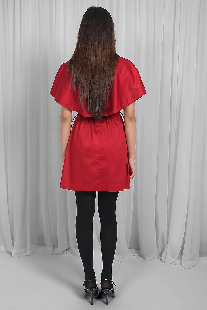 Red Cotton Mini Vacation Dress by LEH STUDIOS at Pernia's Pop Up Shop