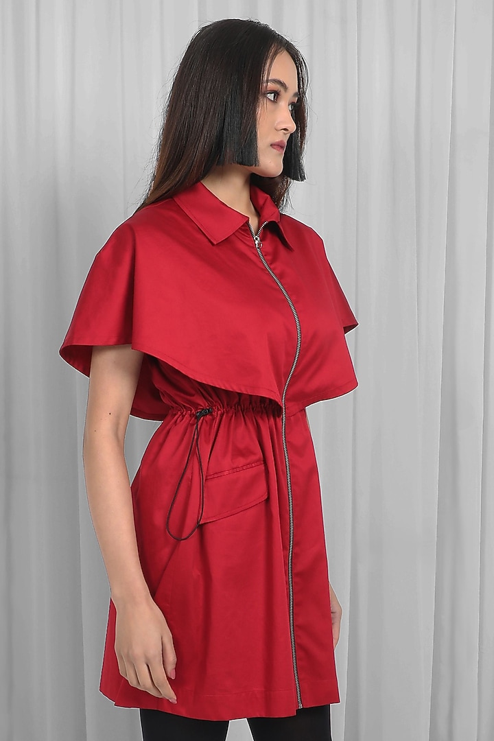Red Cotton Mini Vacation Dress by LEH STUDIOS at Pernia's Pop Up Shop