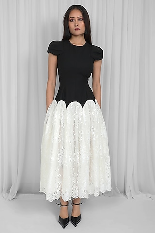 Black & White Lace Dress by LEH STUDIOS