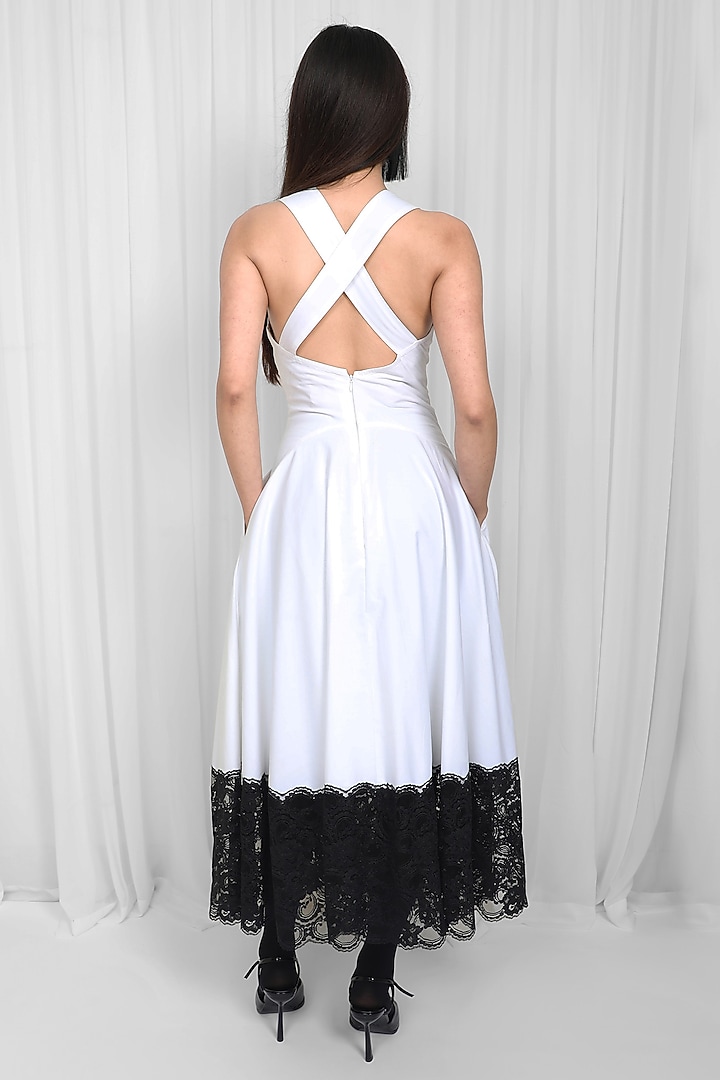 Black & White Cotton Paneled Vacation Dress by LEH STUDIOS at Pernia's Pop Up Shop