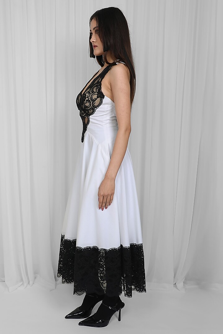 Black & White Cotton Paneled Vacation Dress by LEH STUDIOS at Pernia's Pop Up Shop