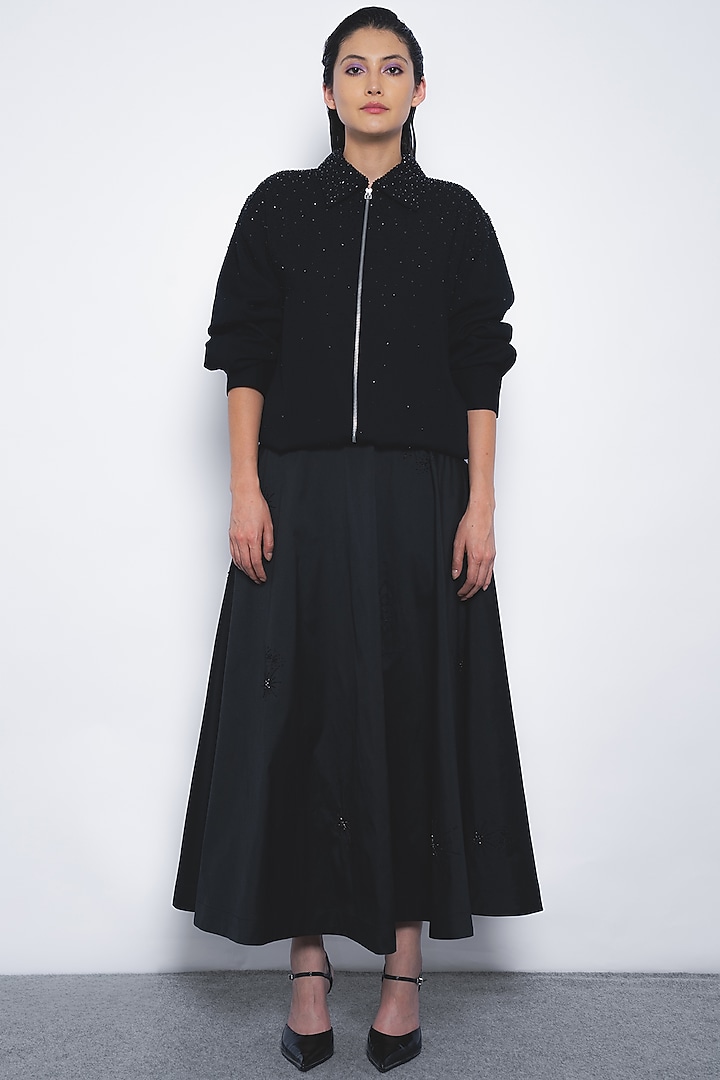 Black Linen Zipper Jacket by Leh at Pernia's Pop Up Shop