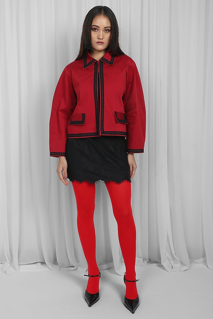 Black Suiting Patch Work Mini Skirt by Leh at Pernia's Pop Up Shop