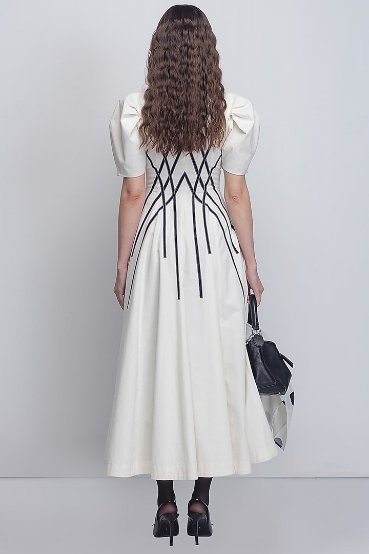 White & Black Cotton Vacation Dress by LEH STUDIOS at Pernia's Pop Up Shop
