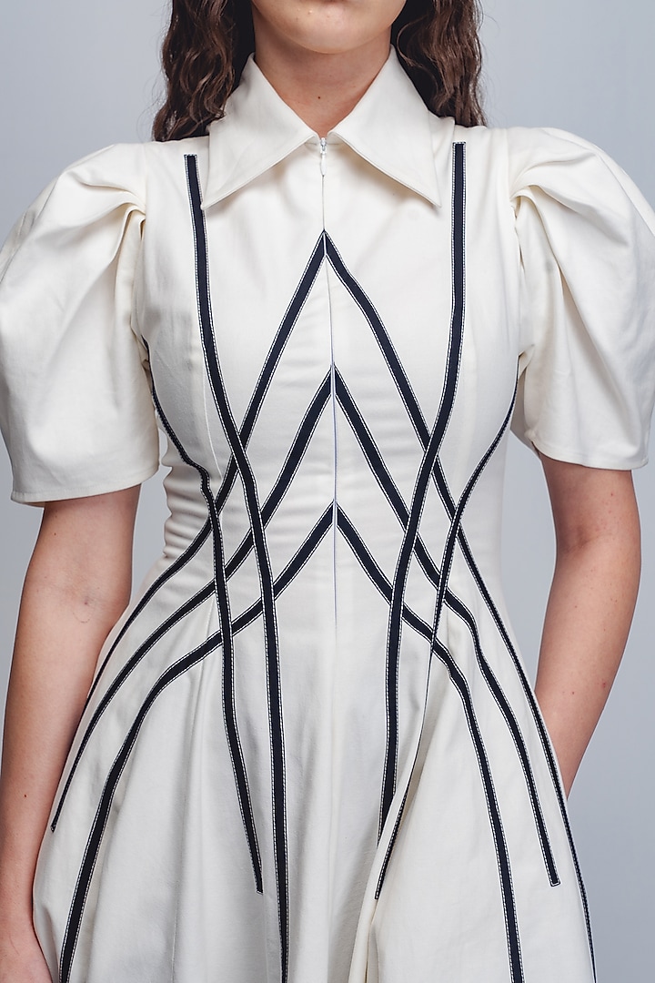 White & Black Cotton Vacation Dress by LEH STUDIOS at Pernia's Pop Up Shop