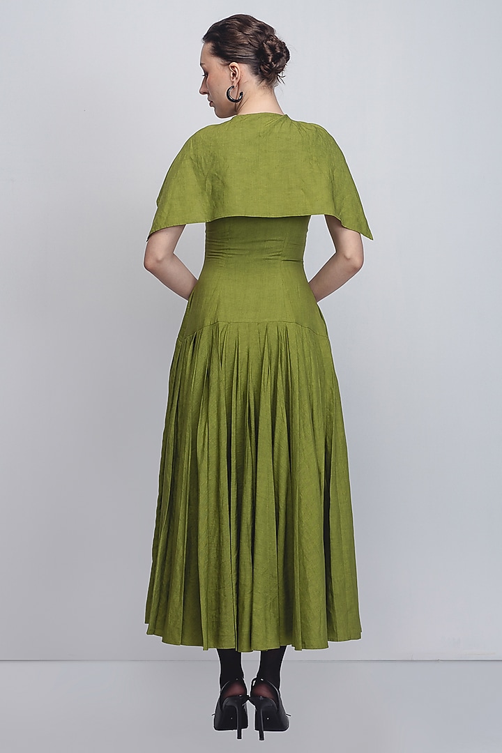 Parrot Green Linen Vacation Dress by LEH STUDIOS at Pernia's Pop Up Shop