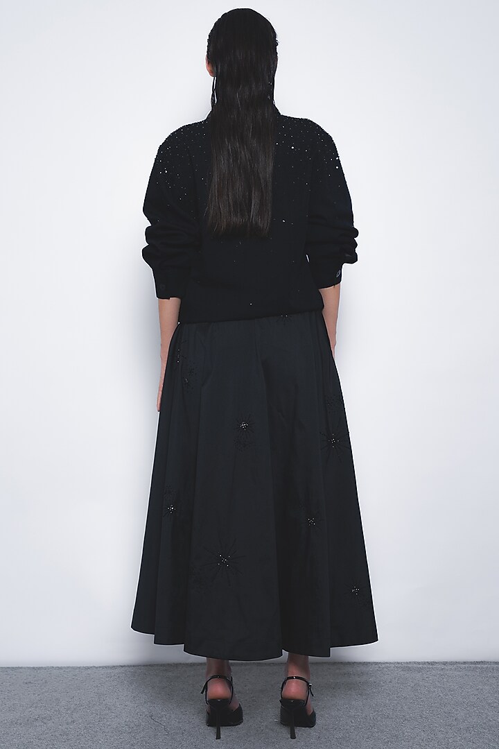 Black Viscose A-Line Pleated Maxi Skirt by LEH STUDIOS at Pernia's Pop Up Shop