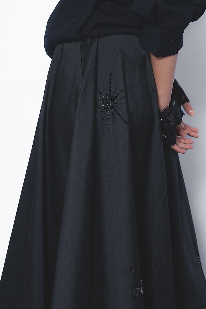 Black Viscose A-Line Pleated Maxi Skirt by LEH STUDIOS at Pernia's Pop Up Shop