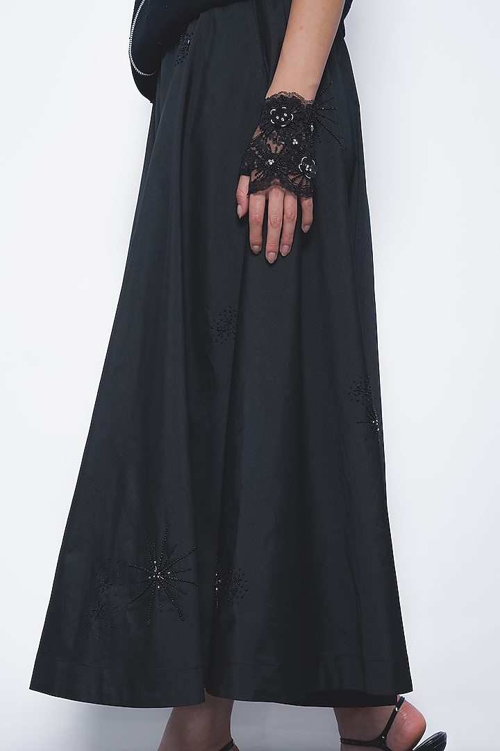 Black Viscose A-Line Pleated Maxi Skirt by LEH STUDIOS at Pernia's Pop Up Shop
