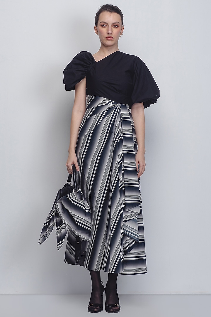 Black & White Striped Cotton Poplin Vacation Dress by LEH STUDIOS at Pernia's Pop Up Shop