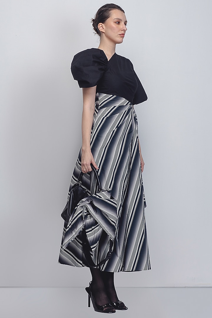 Black & White Striped Cotton Poplin Vacation Dress by LEH STUDIOS at Pernia's Pop Up Shop