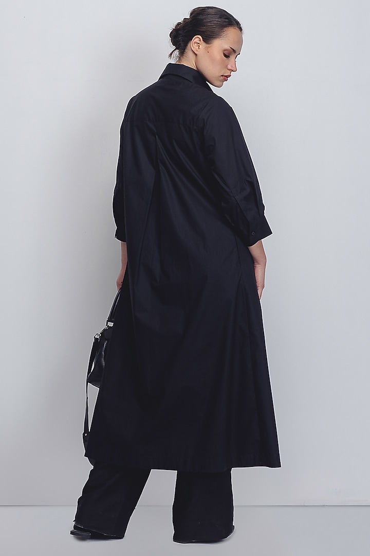 Black Cotton Poplin Vacation Dress by LEH STUDIOS at Pernia's Pop Up Shop