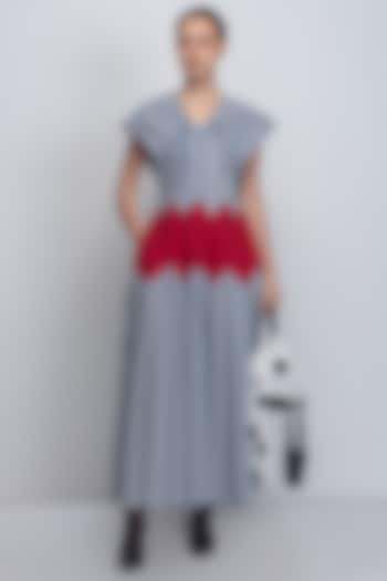 Blue & White Cotton Striped Vacation Dress by LEH STUDIOS at Pernia's Pop Up Shop