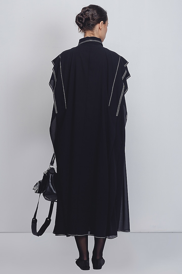 Black Viscose & Polyester Midi Vacation Dress by LEH STUDIOS at Pernia's Pop Up Shop