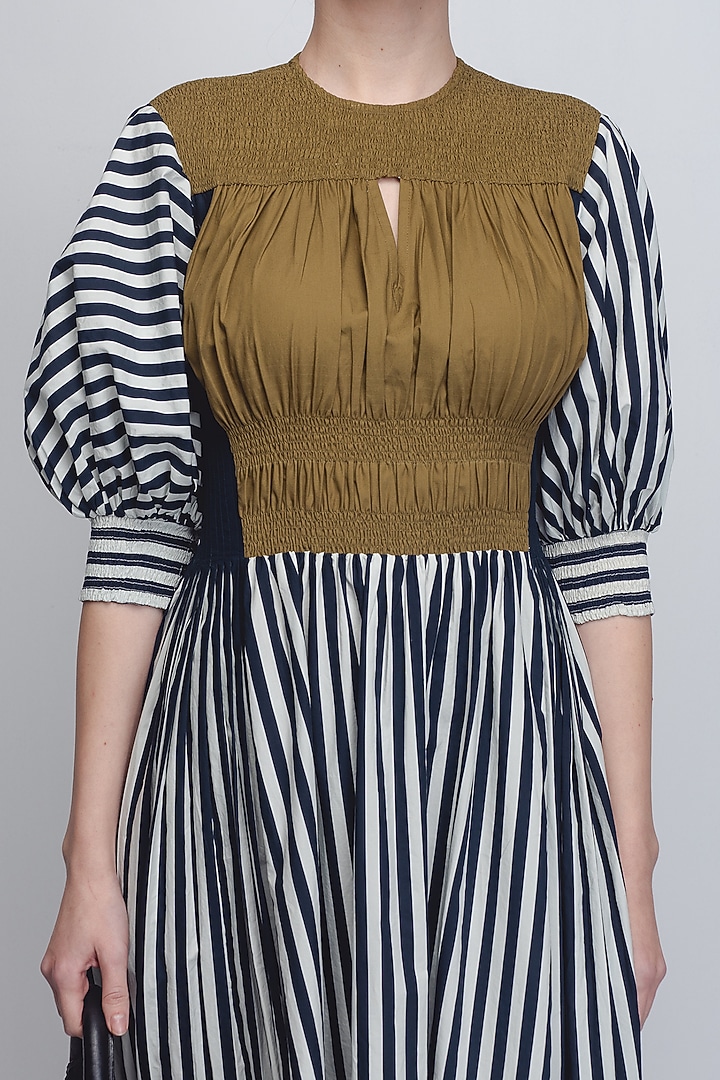 Black & White Cotton Striped Vacation Dress by LEH STUDIOS at Pernia's Pop Up Shop