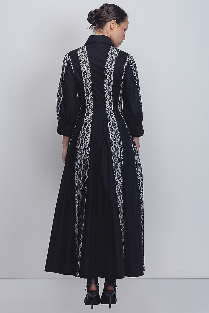 Black Cotton Poplin Shirt Vacation Dress by LEH STUDIOS at Pernia's Pop Up Shop