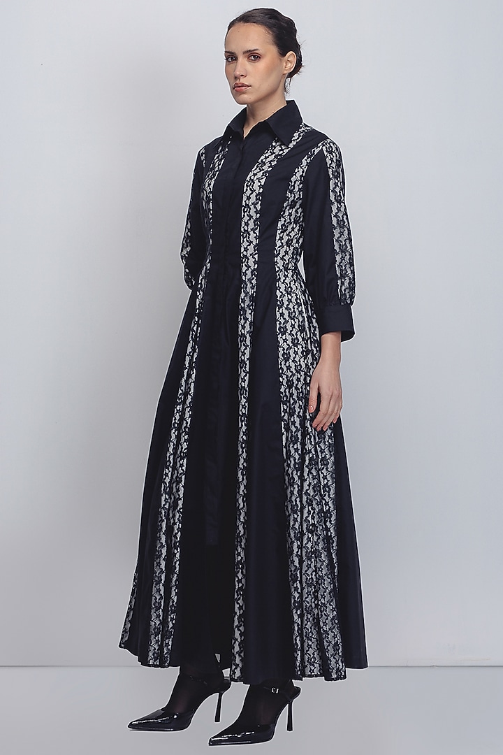 Black Cotton Poplin Shirt Vacation Dress by LEH STUDIOS at Pernia's Pop Up Shop