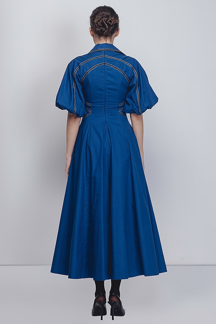 Cobalt Blue Cotton Vacation Dress by LEH STUDIOS at Pernia's Pop Up Shop