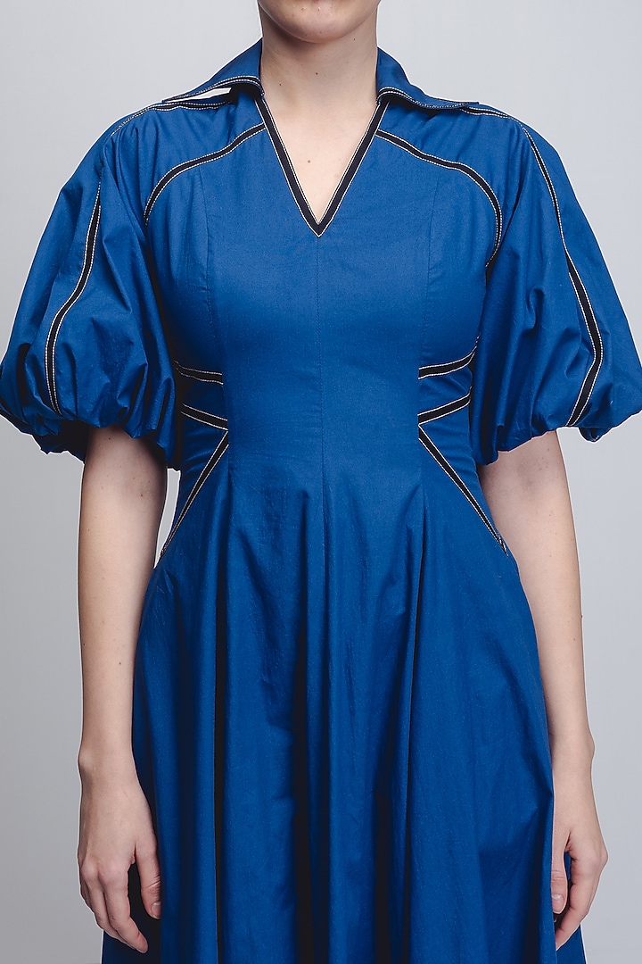 Cobalt Blue Cotton Vacation Dress by LEH STUDIOS at Pernia's Pop Up Shop