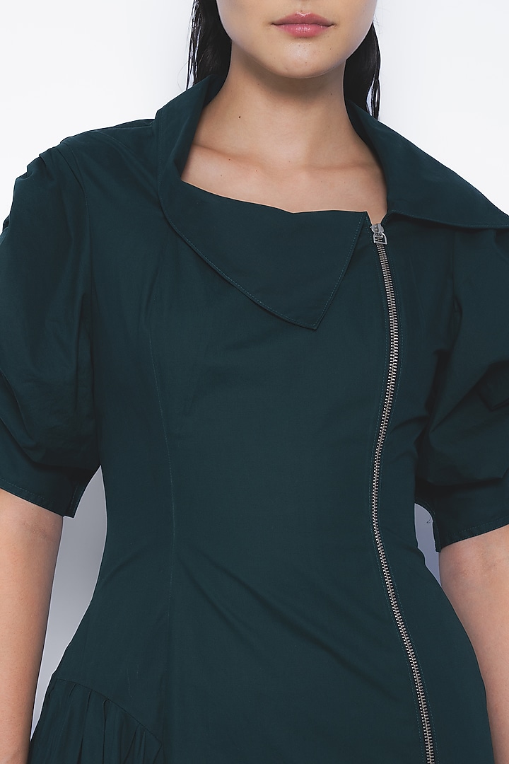 Forest Green Cotton Midi Vacation Dress by LEH STUDIOS at Pernia's Pop Up Shop