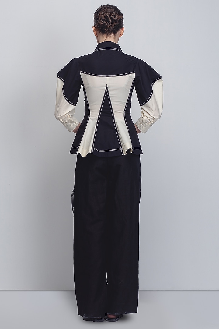 Black & White Cotton Poplin Top by LEH STUDIOS at Pernia's Pop Up Shop