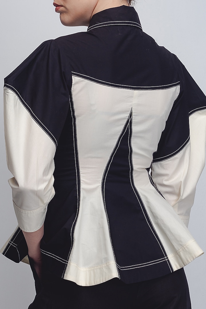 Black & White Cotton Poplin Top by LEH STUDIOS at Pernia's Pop Up Shop