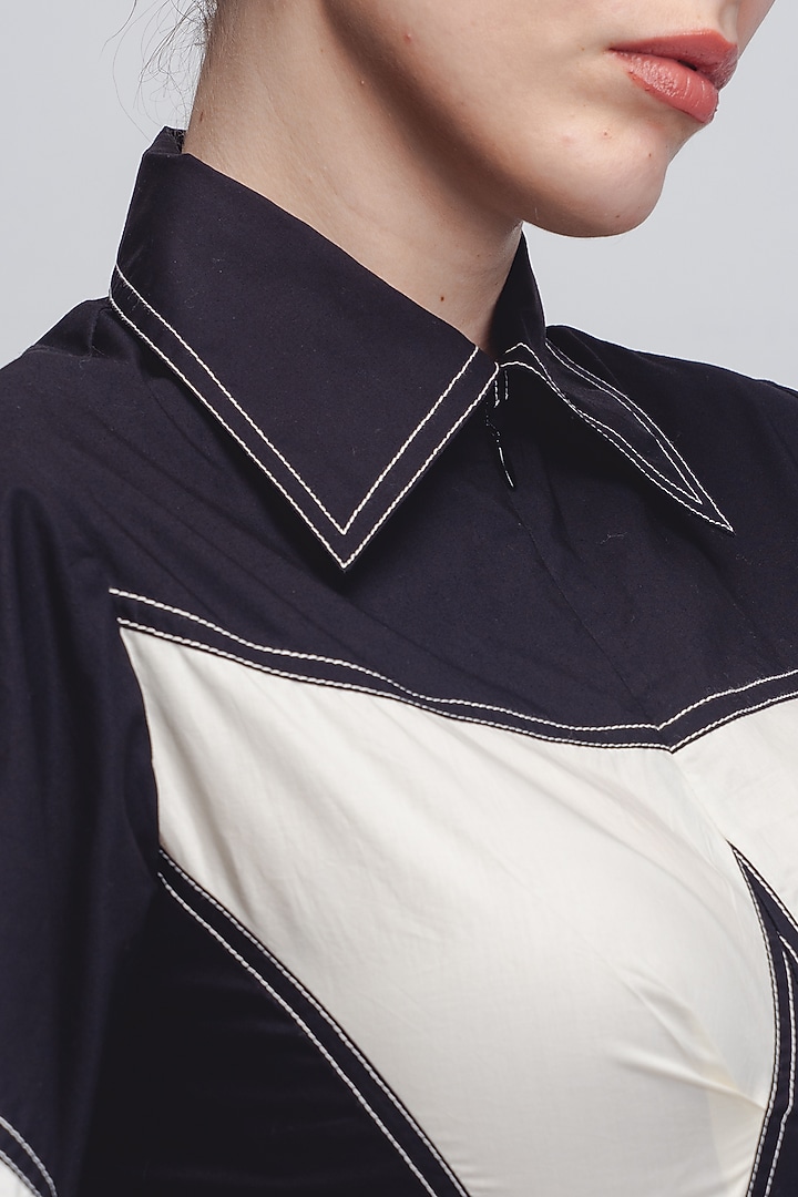 Black & White Cotton Poplin Top by LEH STUDIOS at Pernia's Pop Up Shop