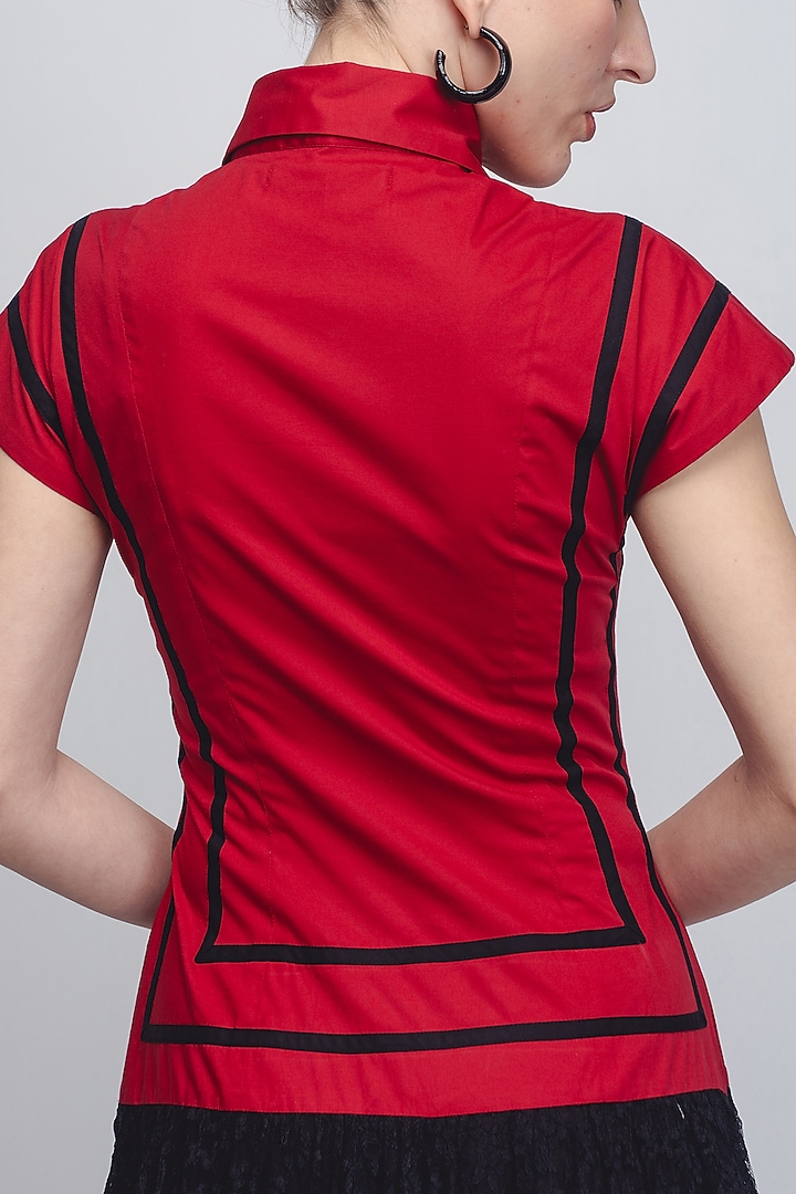 Red & Black Cotton Vacation Dress by LEH STUDIOS at Pernia's Pop Up Shop