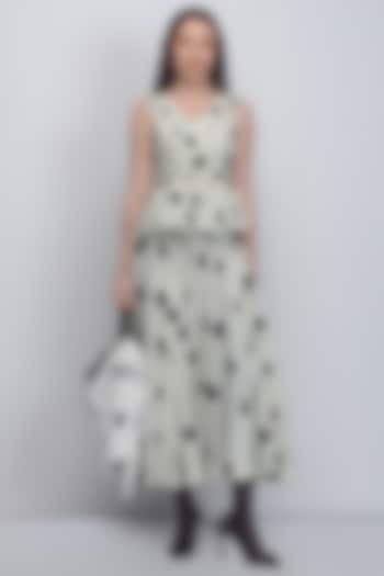 Off-White & Black Chanderi Cocktail Dress by LEH STUDIOS at Pernia's Pop Up Shop