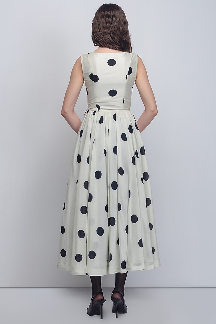 Off-White & Black Chanderi Cocktail Dress by LEH STUDIOS at Pernia's Pop Up Shop