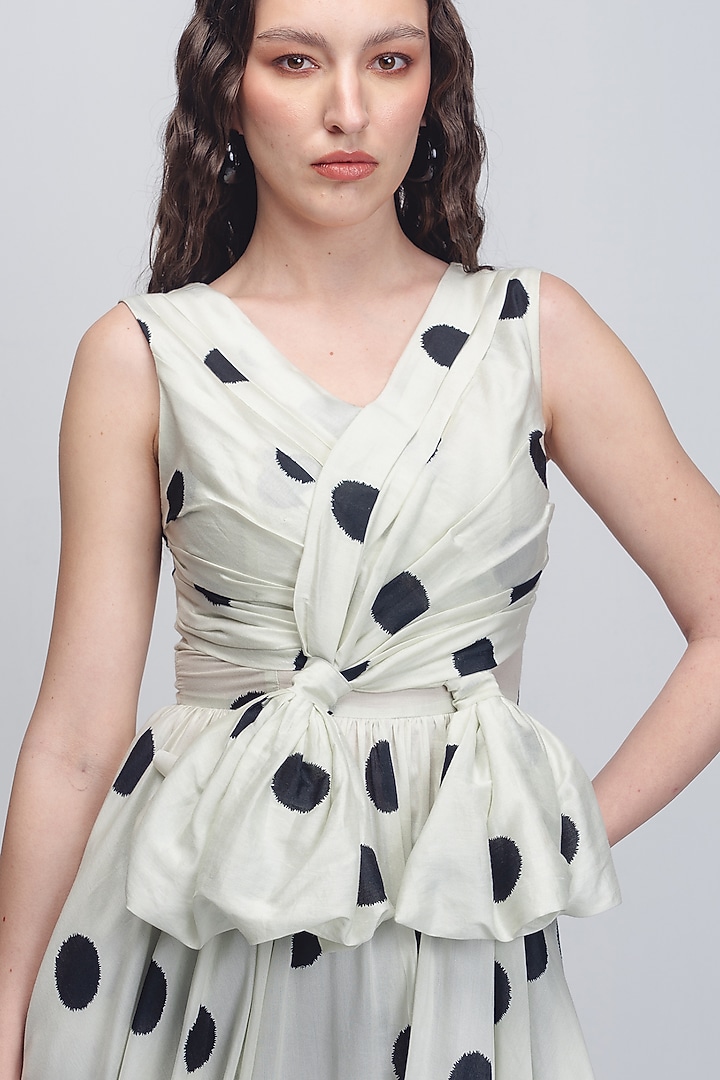 Off-White & Black Chanderi Cocktail Dress by LEH STUDIOS at Pernia's Pop Up Shop