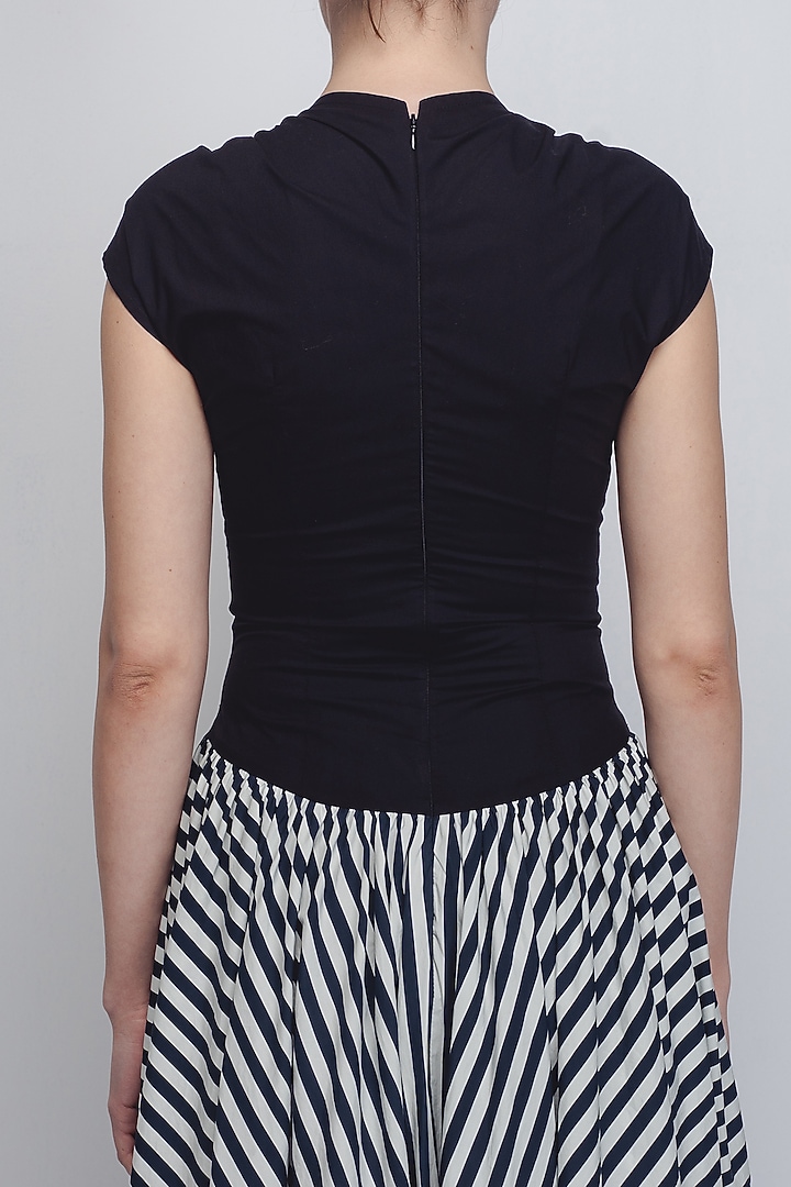 Black & White Cotton Striped Vacation Dress by LEH STUDIOS at Pernia's Pop Up Shop